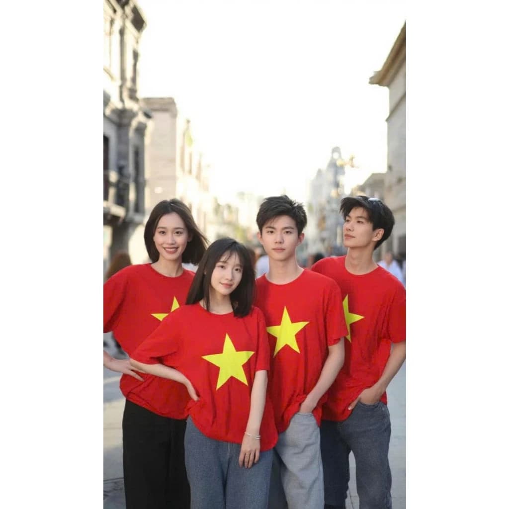 Áo Thun Cờ Đỏ Sao Vàng Tổ Quốc Việt Nam – chất Cotton Thun Lạnh, Co Giãn, thoáng mát, mặc hội nhóm, mẫu Truyền Thống.