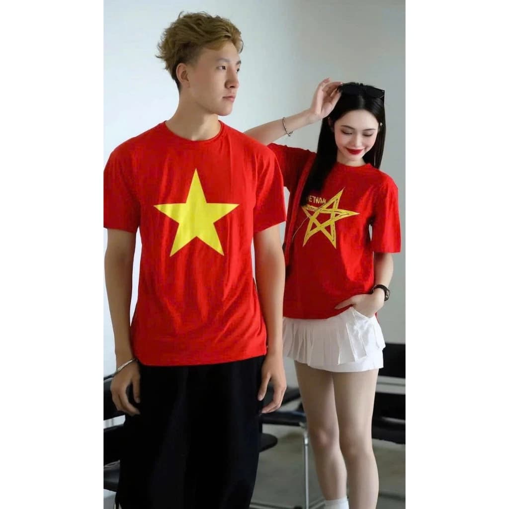 Áo Cờ Đỏ Sao Vàng YÊU TỔ QUỐC VIỆT NAM– Chất Vải Cotton thun lạnh Co Giãn, Mặc Thoải mái thoáng mát, mặc đi chơi,ngày lễ
