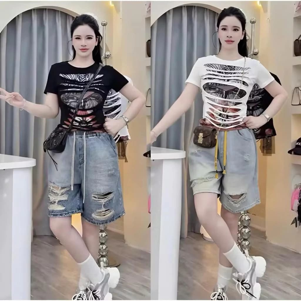 [Bigsize 60-90kg] Áo thun babyte rách nhìu cá tính mã 506