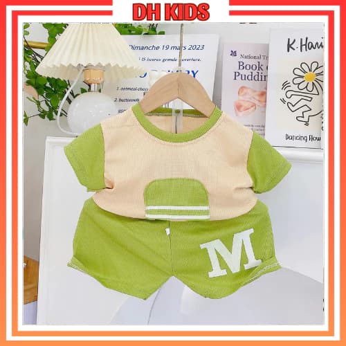 [ B07 ] Đồ bộ cộc Tổ ong chữ M chất liệu thoáng mát kiểu dáng đáng yêu dành cho bé trai bé gái từ 4 - 15kg - DH KIDS