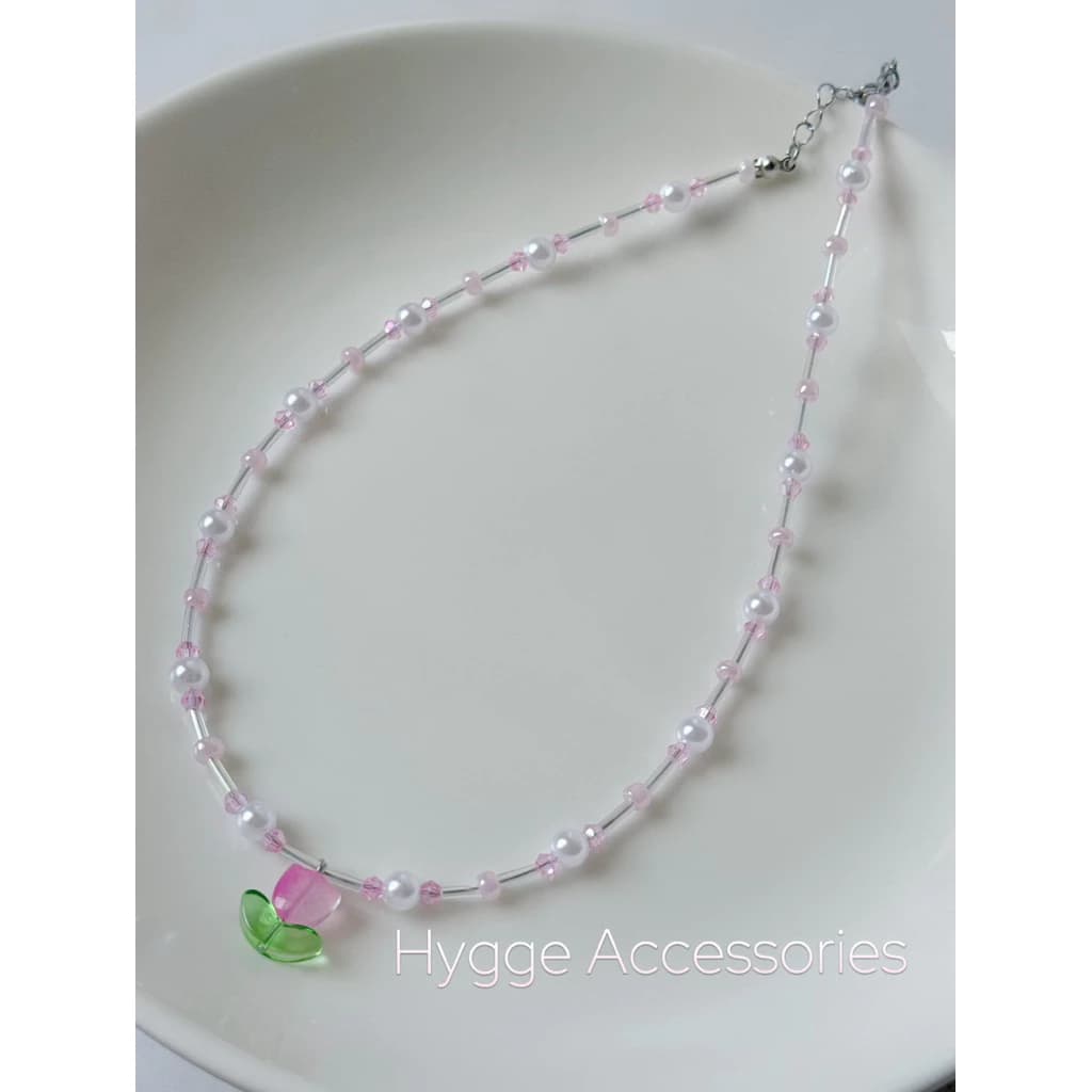 Dây chuyền “ Pure Petal “ Thép không rỉ - Dây chuyền vòng cổ xỏ hạt Handmade - Phụ kiện trang sức - HYGGE ♡.•*