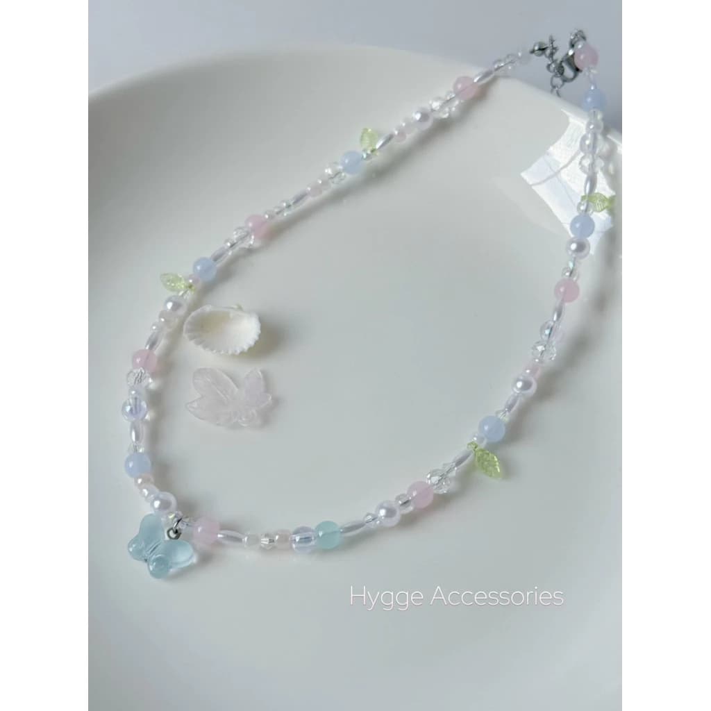 Dây chuyền “ Sweet Butterfly “ Thép không rỉ - Dây chuyền vòng cổ xỏ hạt Handmade - Phụ kiện trang sức - HYGGE ♡.•*