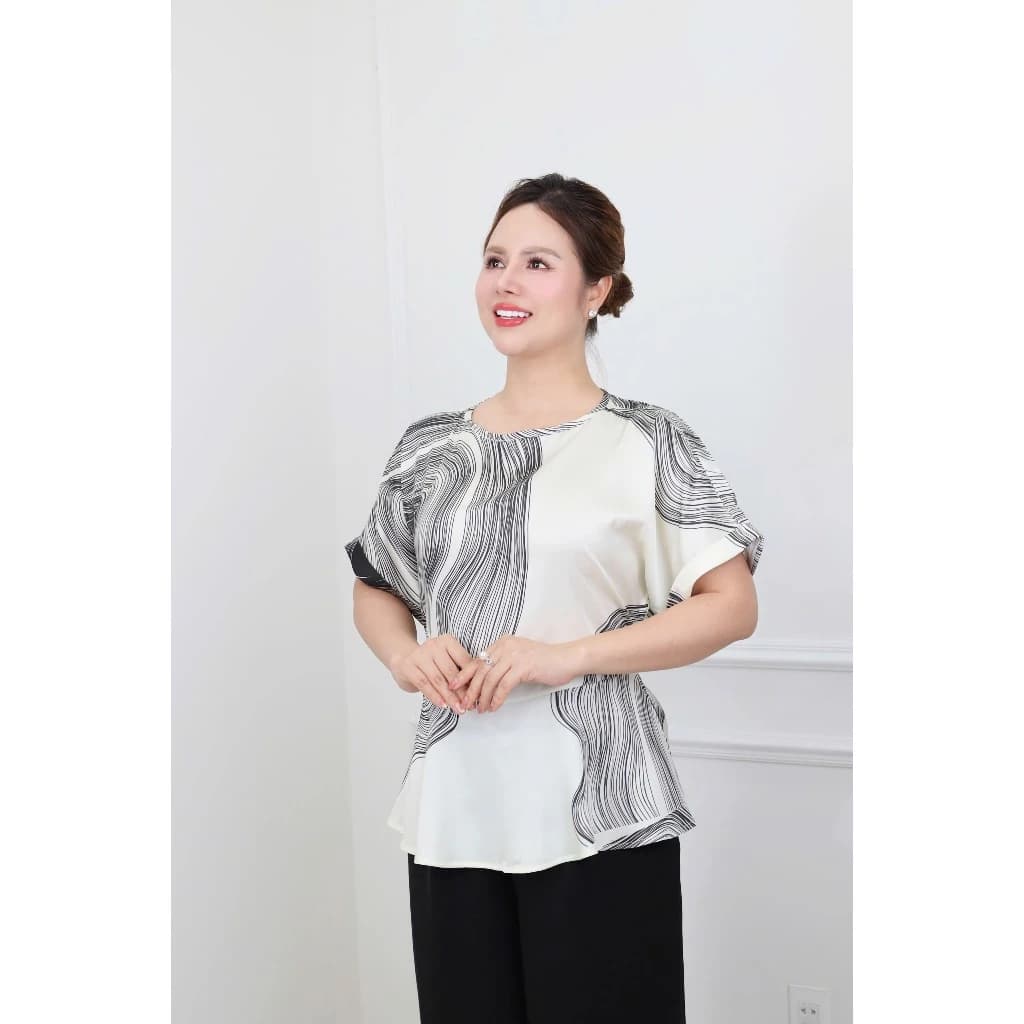 Đồ bộ trung niên Hai chị Em, quần dài suông rộng chất lụa cao cấp thoáng mát (43-70kg) HAN.T  MS74