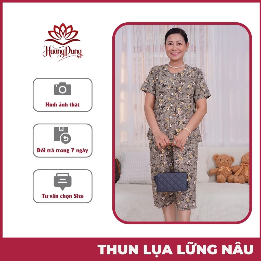 Bộ Đồ Lửng Trung Niên COTTON LỤA HÀN, Đồ Bộ Nữ Mặc Nhà Cho Bà, Tặng Mẹ TOP 2025 - Hương Dung Store