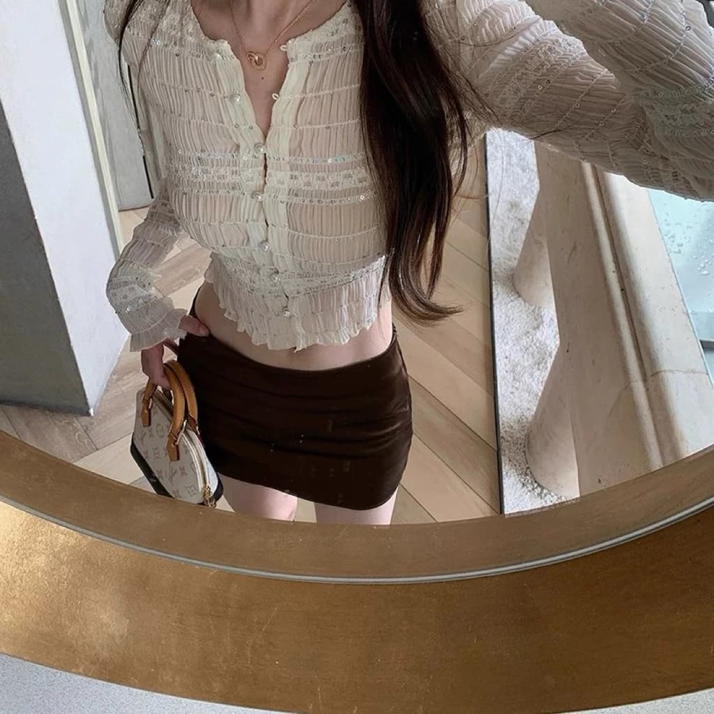 [DEAL MỞ BÁN] Lumière Sheer Top – Áo voan nhún ánh sao