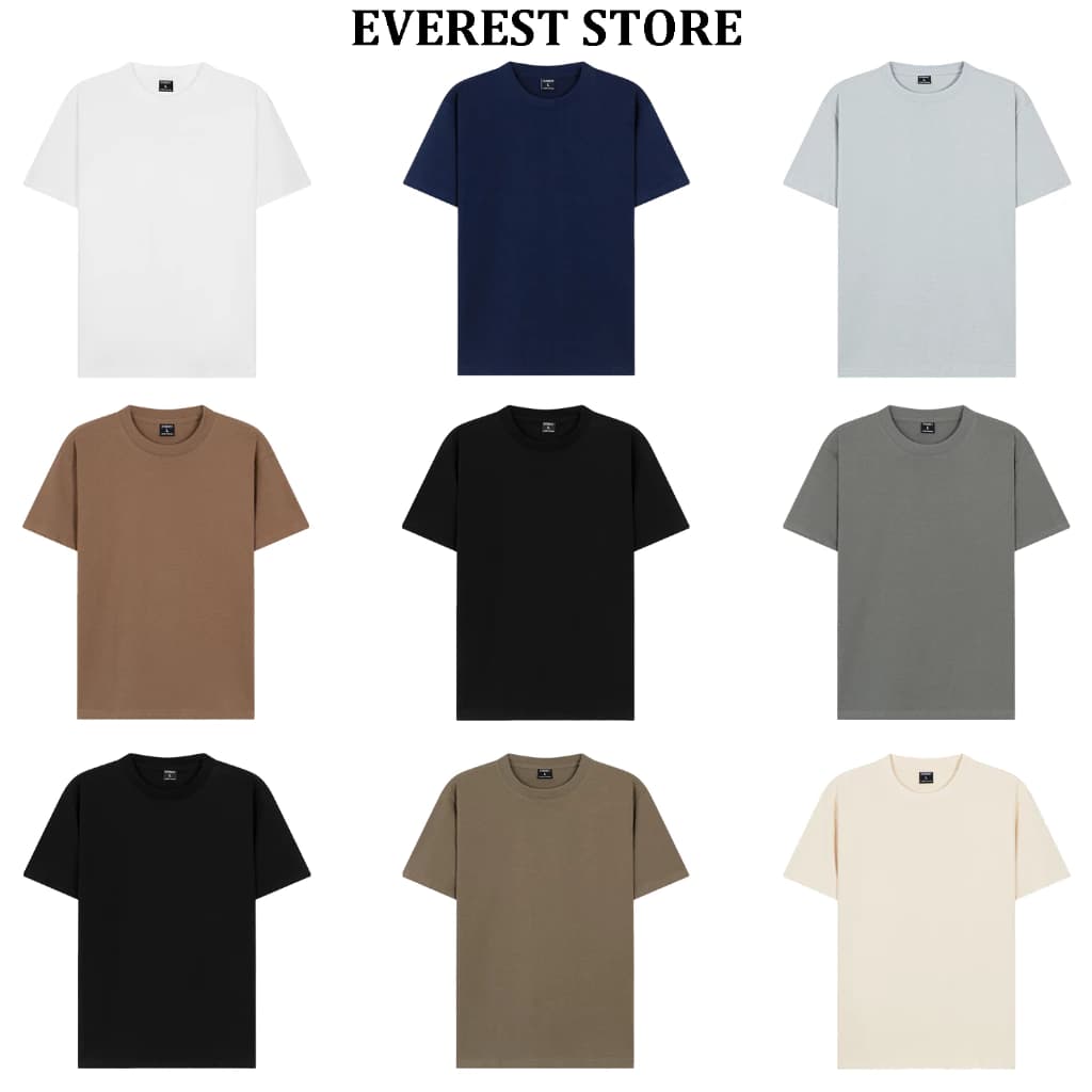 Áo thun trơn unisex 100% Cotton 250GSM EVEREST nam nữ cổ tròn form rộng basic