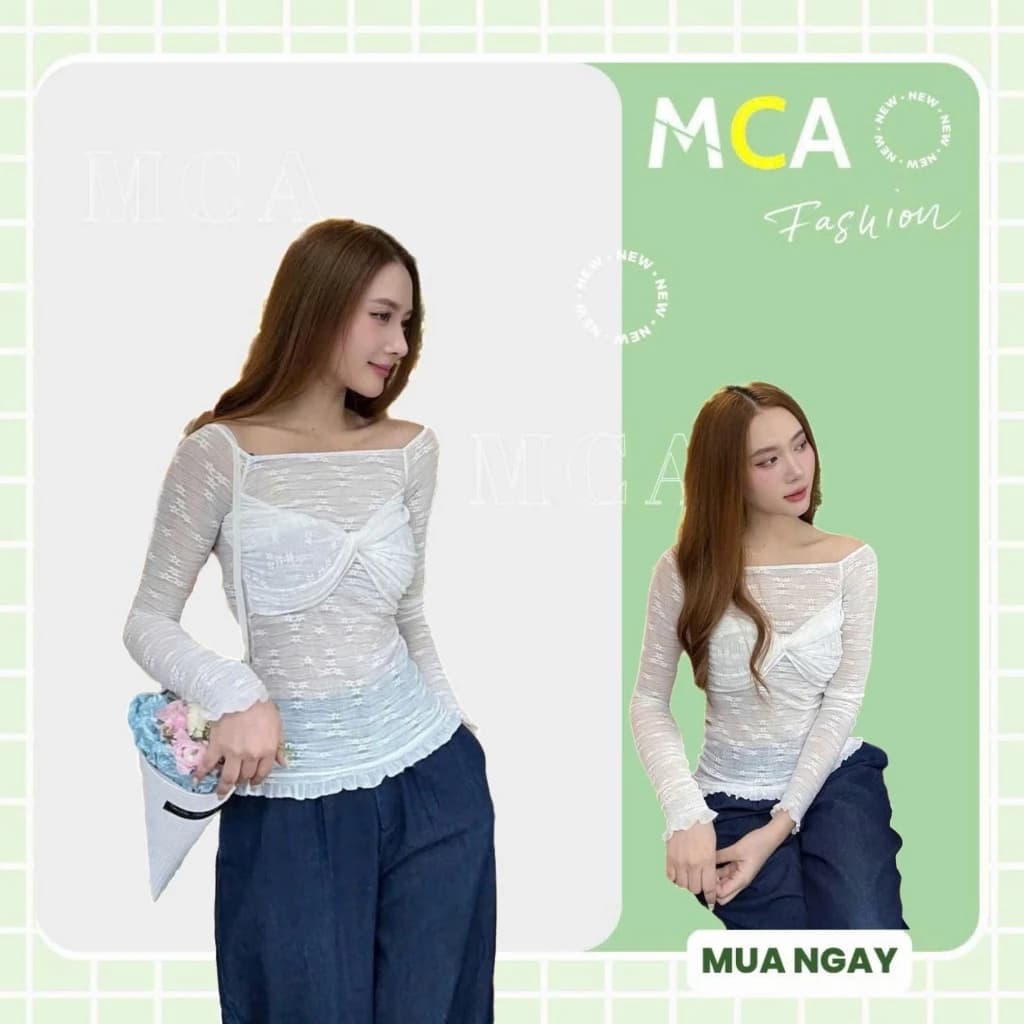 [Video Sp Thực Tế] Áo Ren Hoa MCA Tay Dài Trễ Vai Kiểu Xoắn Ngực Ôm Body Tôn Dáng Sexy A.51163