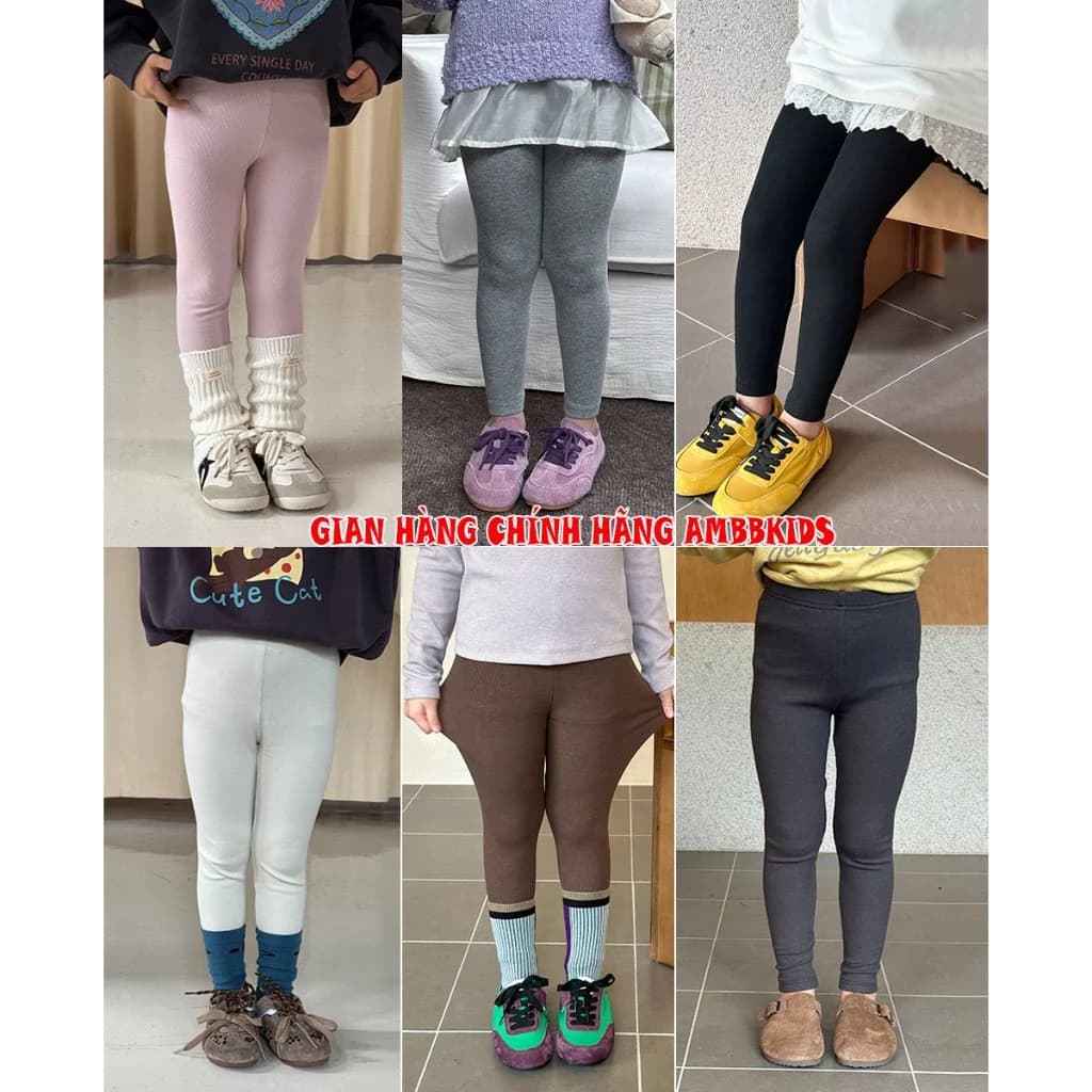 𝗡𝗲𝘄 𝗖𝗼́ 𝗦𝗮̆̃𝗻 𝟮𝟬𝟮𝟲  Quần Legging AMBBKIDS Mùa Thu cho Bé Gái, Chất Cotton mềm mại co giãn 4 chiều tốt, Form ôm siêu đẹp