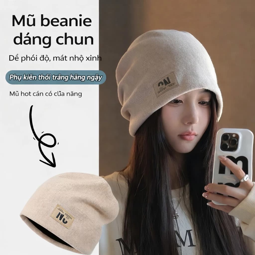 Mũ M1 unisex nam nữ chống gió mũ len tăm AK Accesstory phong cách đơn giản nhẹ nhàng mùa đông ấm áp cao cổ mềm mịn