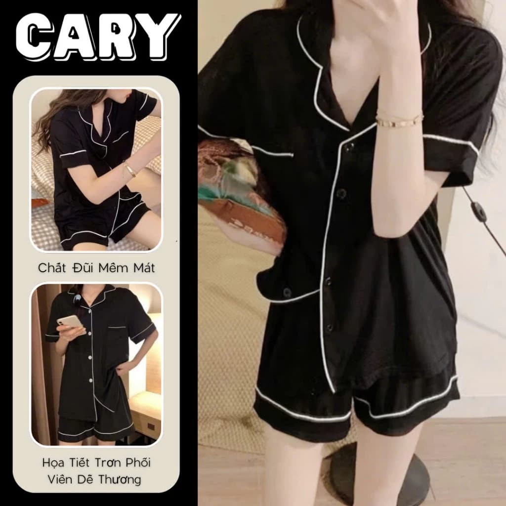 Bộ ngủ nữ set pijama mặc nhà nhiều màu dễ thương bộ đồ ngủ nữ pijama cộc đùi chất đũi xốp cao cấp CARY