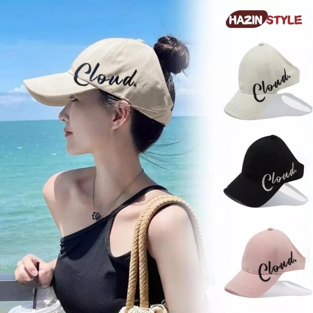 Mũ lưỡi trai Nón kết chống nắng nửa đầu thể thao thêu chữ Cloud chất kaki, mũ hở chóp thời trang form mềm unisex nam nữ