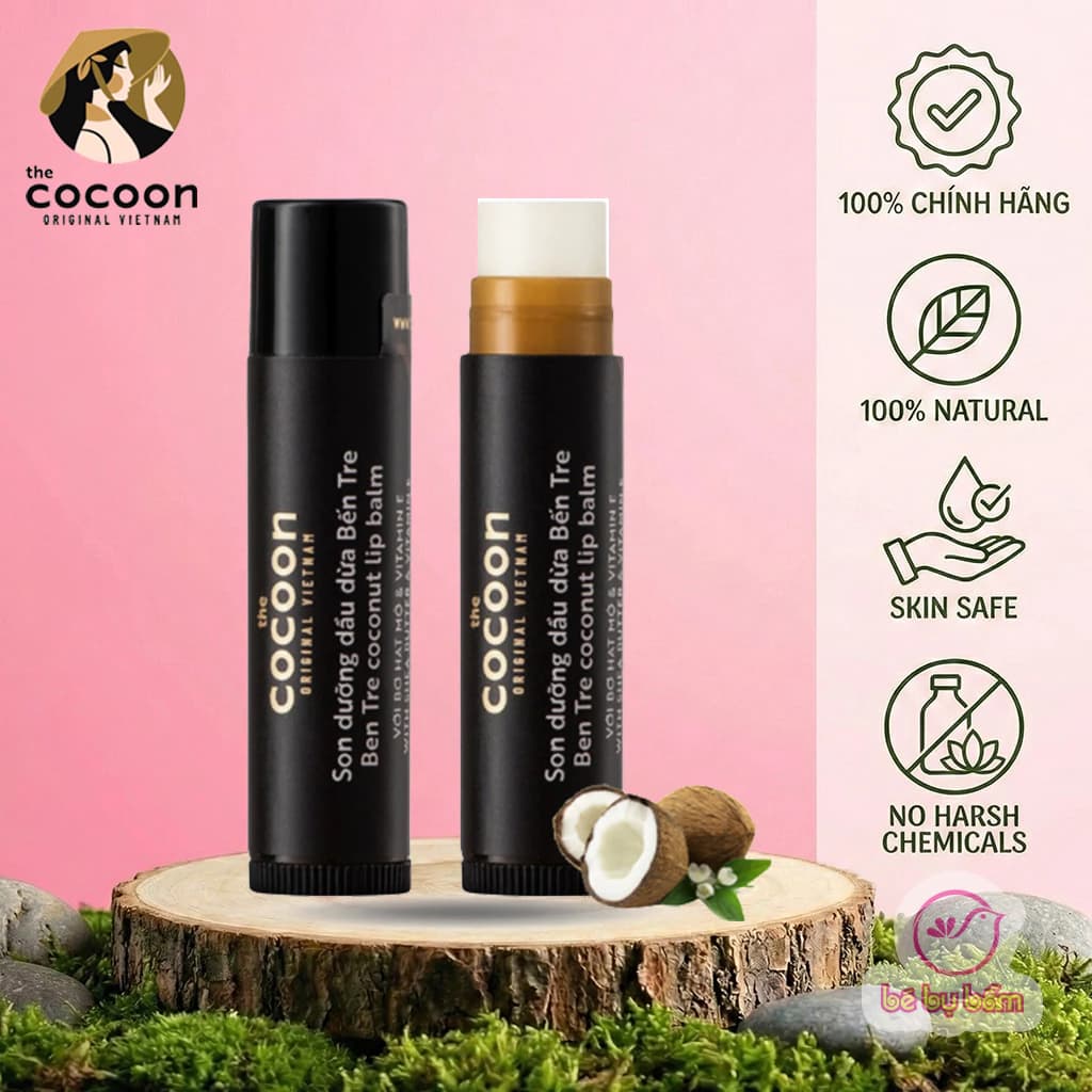 🥥 Son Dưỡng Môi Dầu Dừa / Tẩy Da Chết Môi Cà Phê Cocoon Chính hãng - Mềm Mịn, Mỹ phẩm thuần chay
