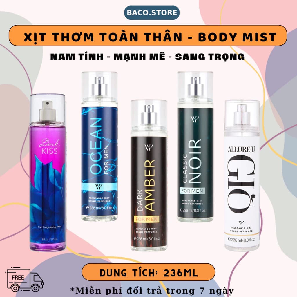 body mist, Xịt thơm cho Nam 236ml Sang Trọng, Lịch Lãm