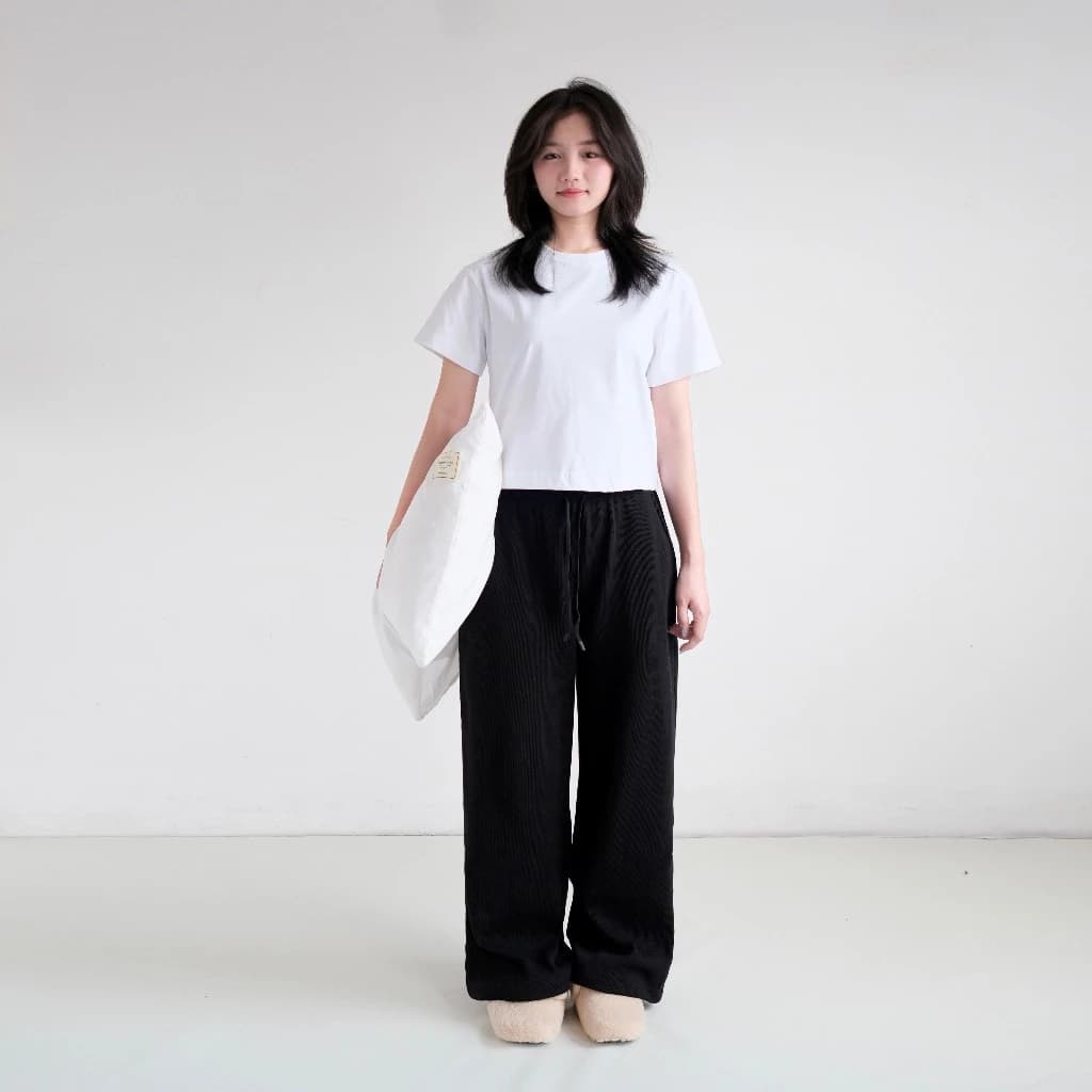 Quần Tổ Ong Form Rộng, Quần Dài Ống Suông Nữ, Chất Waffle Tổ Ong - Waffle Pants - Joan Studio