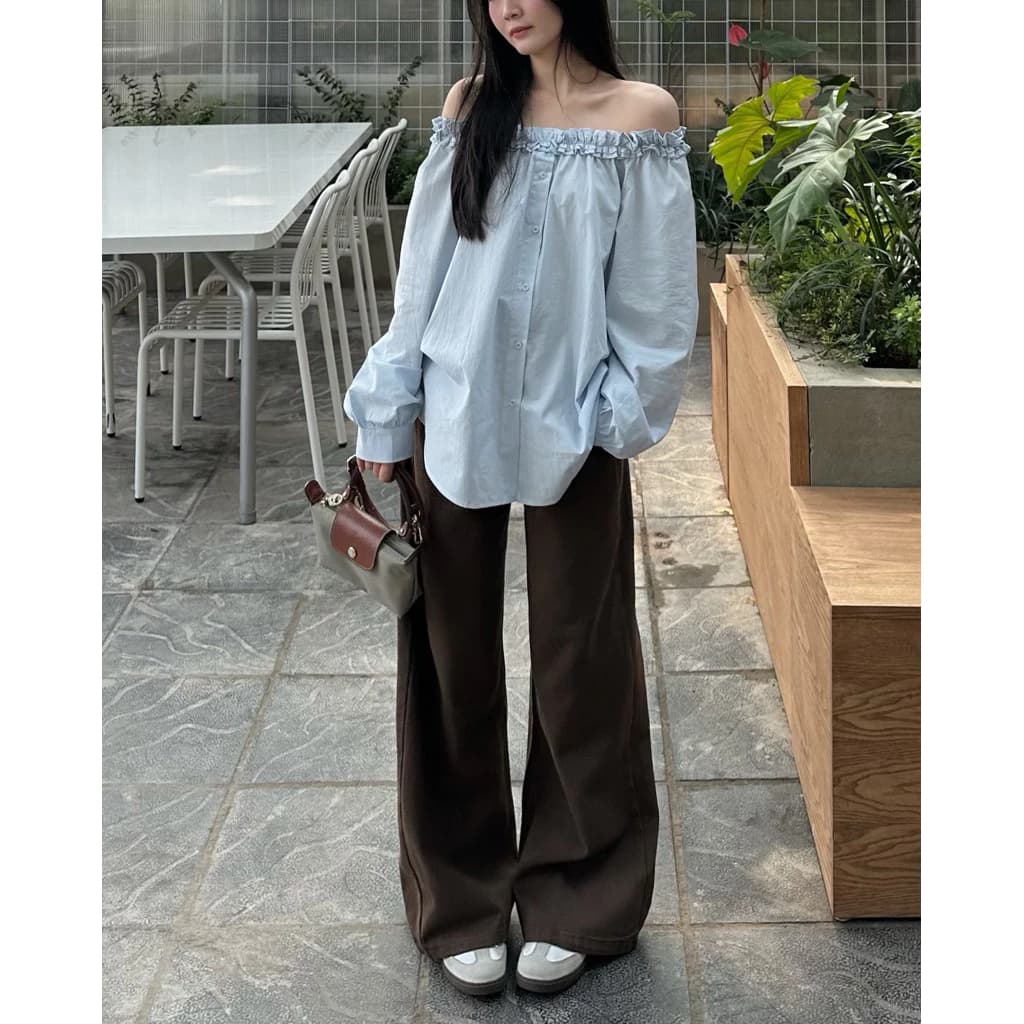 𝗦𝘁𝗲𝗲𝘇𝘆 • Quần bò Jeans nâu CHOCO trơn ống suông rộng form dài, quần bò suông xuân hè cho nữ phong cách Hàn Quốc QB7767