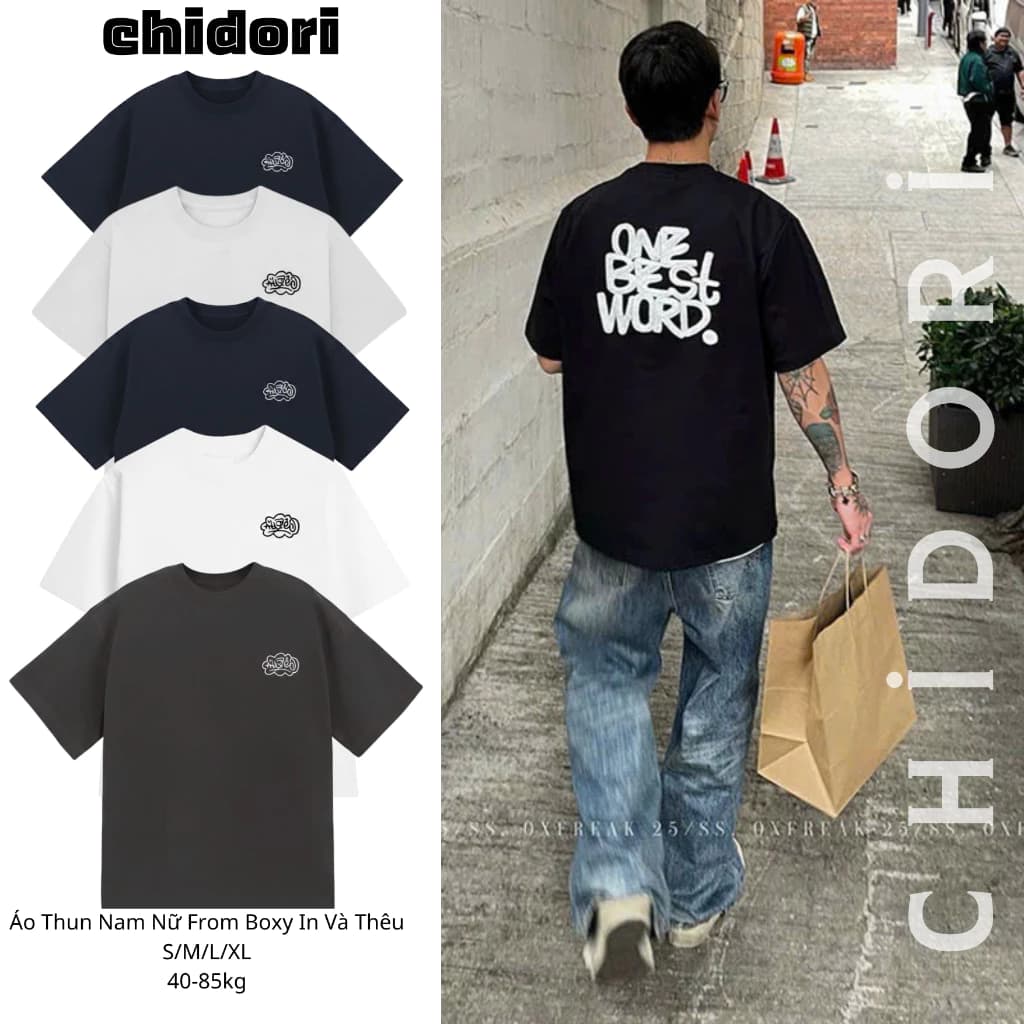 Áo Thun Nam Nữ BoxyTee ONE BEST From Rộng Logo Thêu Và In Nổi 3D Chất Liệu VẢi Cotton @c Đl 250gsm Made In CHDORI (004)