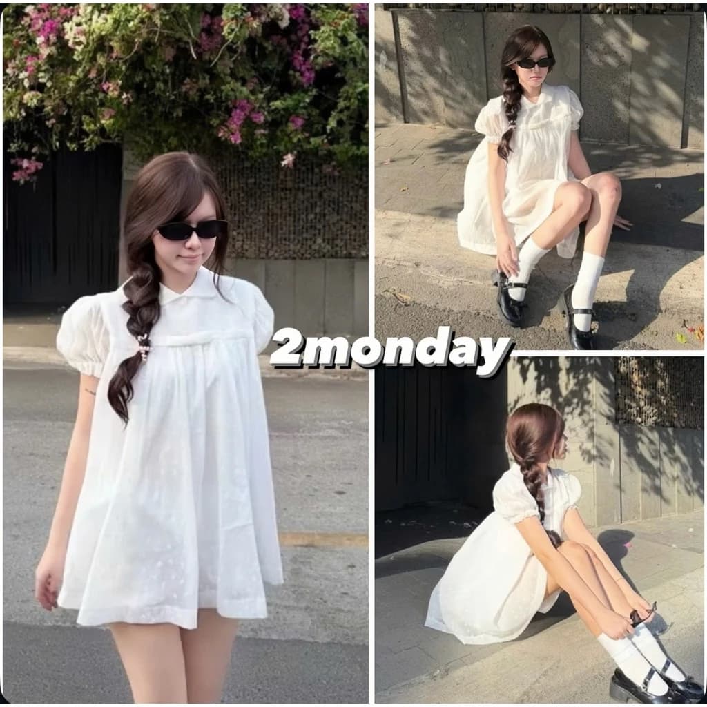 [VIDEO/ LOẠI 1] ÁO VÁY TIỂU THƯ FORM DÁNG BABYDOLL REN HOA THÊU NỔI SIÊU XINH 2MONDAY V58