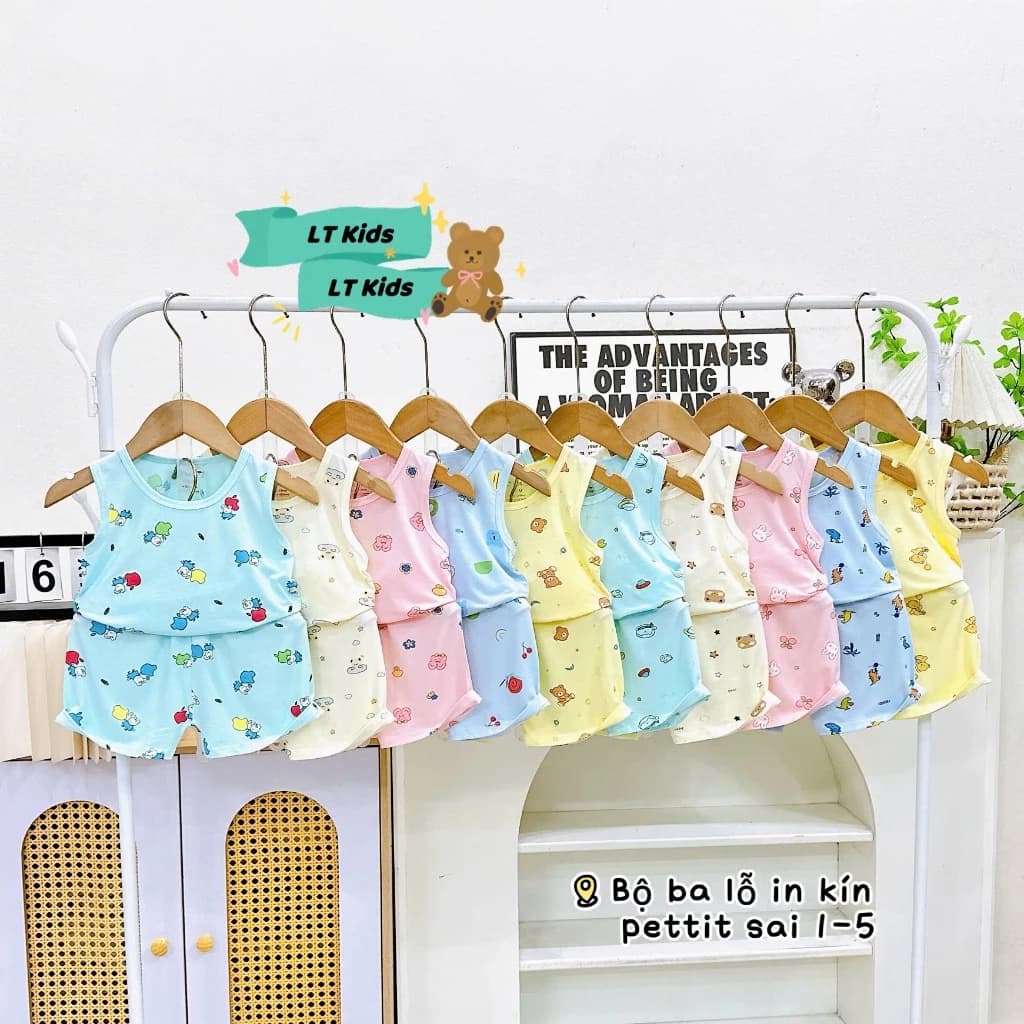Set 3-5 Bộ ba lỗ sát nách Boonhousee chất thun peptit thoáng mát mùa hè nền màu in họa tiết cho bé