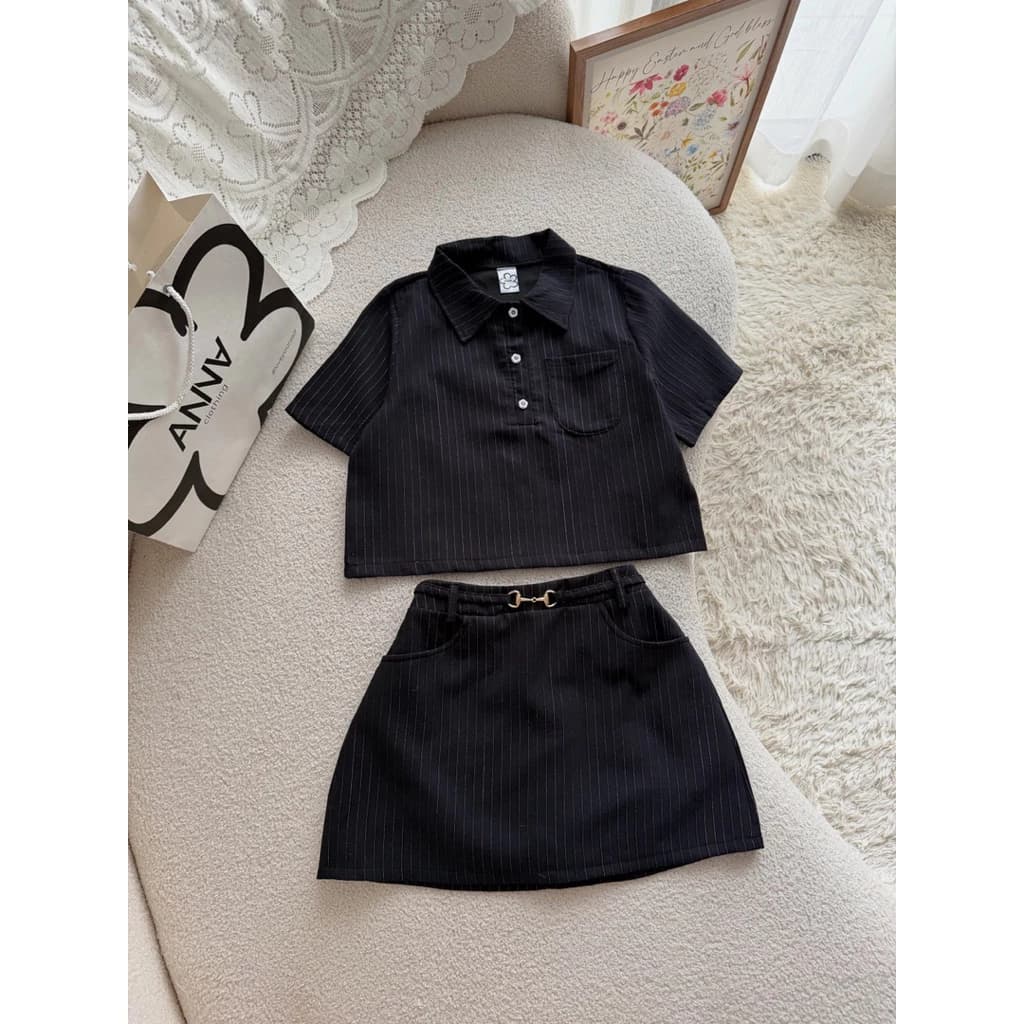 Set Bộ Hai Món Sọc Đen Đơn Giản Anna - Set Wenbi