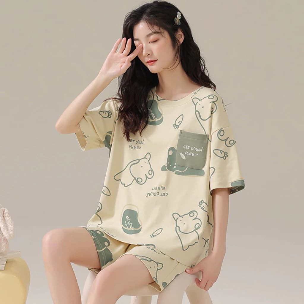 Đồ bộ nữ mặc nhà mùa hè cộc tay bigsize, đồ ngủ bigsize fom to vải thun cotton quần đùi dễ thương