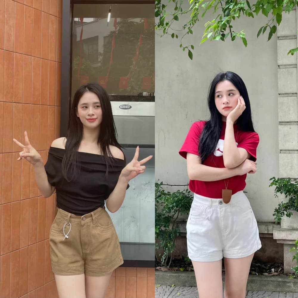 Quần Short Jeans 2 Màu Trắng Nâu Tây Basic MAIMIU_97