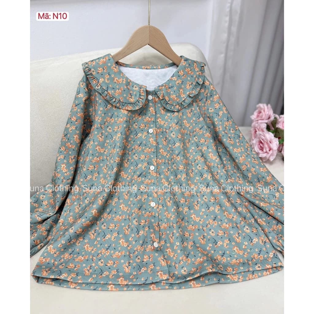 Bộ Đồ Ngủ Pijama Mặc Nhà - N10, Cổ Cánh Sen Chất Liệu Nhung Tăm Tôn Dáng Tôn Da