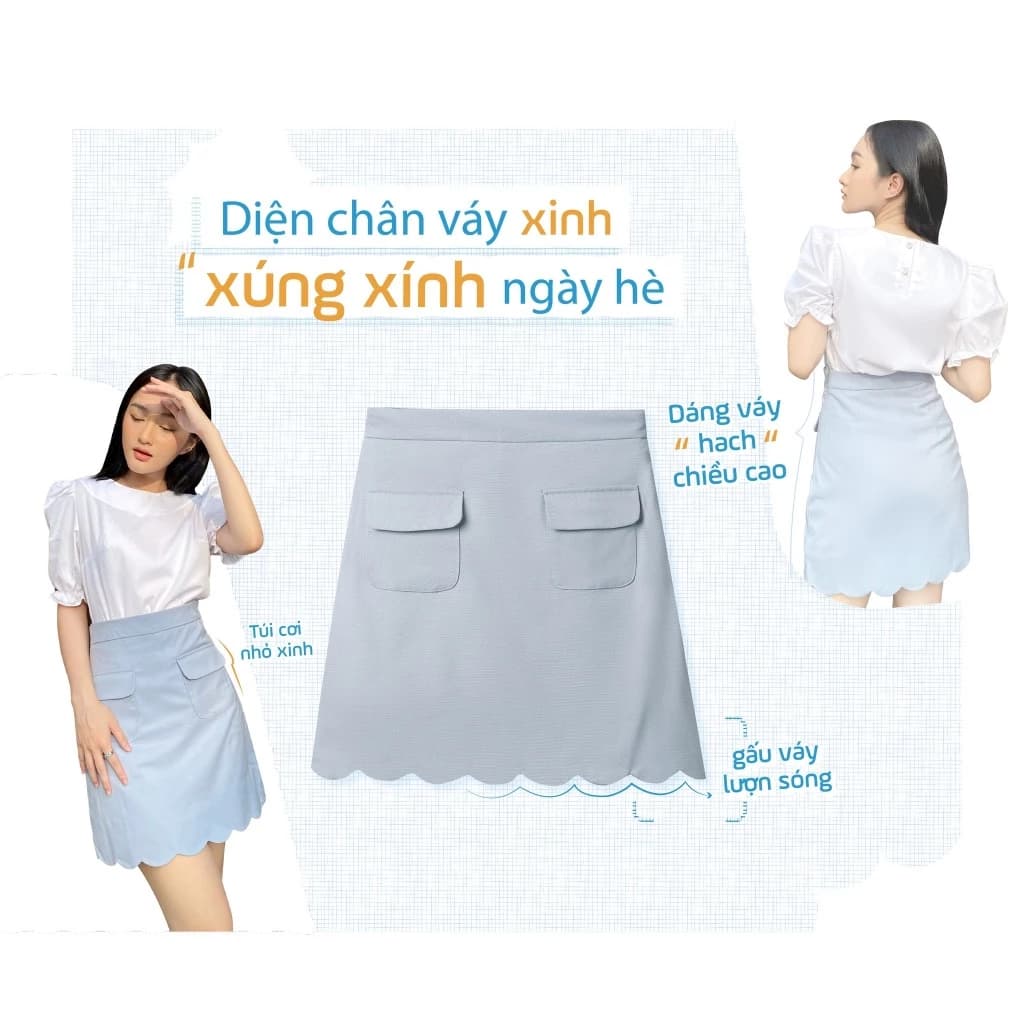 Chân Váy Nữ JASEY Dáng Ôm Midi Ngắn Cạp Liền Lưng Cao Có Túi Ốp Tinh Tế Thoáng Mát 5536