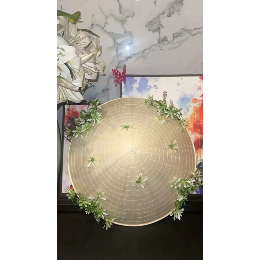 Nón Lá Hoa Cúc Đính Nổi 3D Size 41cm – Nón Lá Vintage Nàng Thơ Chụp Ảnh, Đi Biển Siêu Xinh