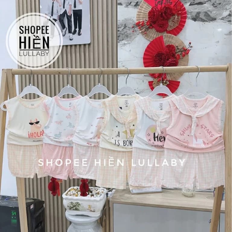 [Mompa/Chính Hãng] Bộ quần áo cộc tay Mompa chất sợi tre cho bé gái size 12m - 48m