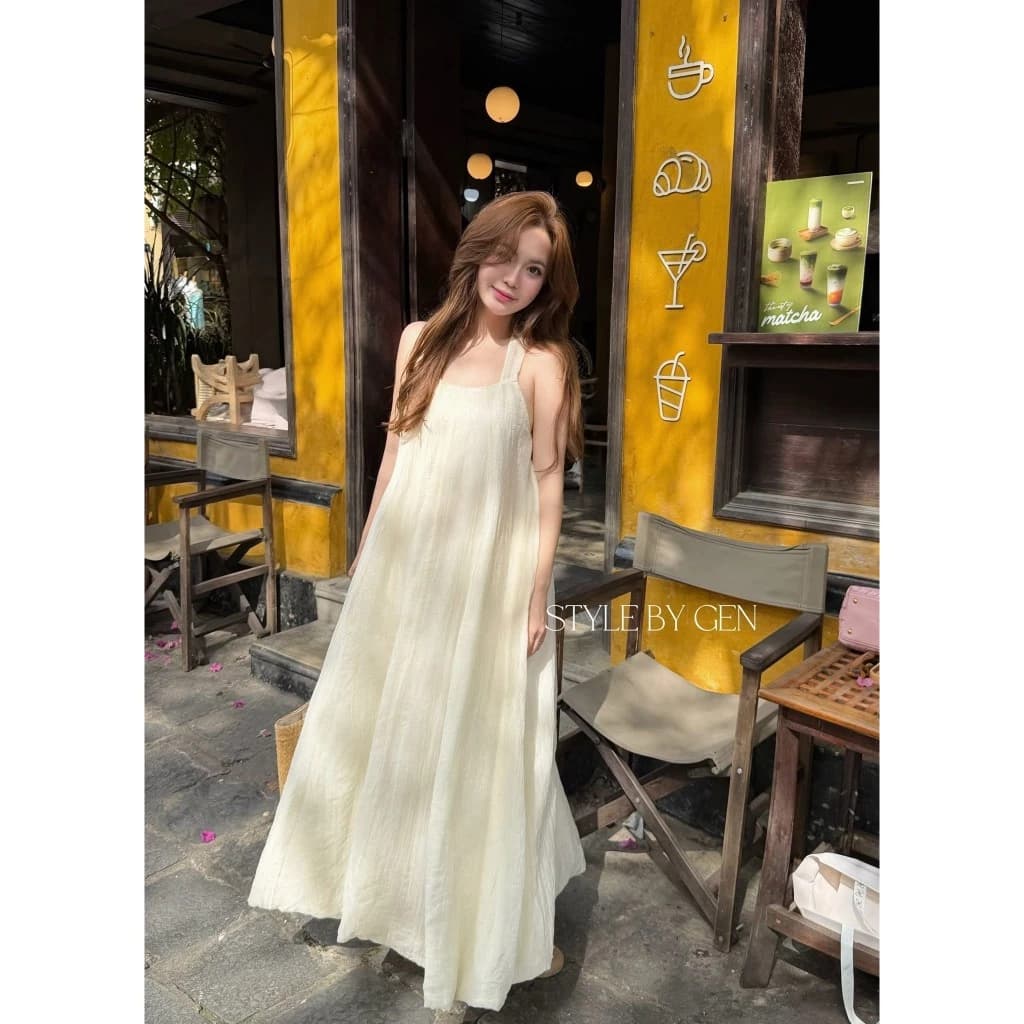 LYN- ĐẦM VÁY HAI DÂY BẢN TO 2 LỚP DÁNG MAIX HỒNG TÍM BE, VÁY ĐI BIỂN NỮ
