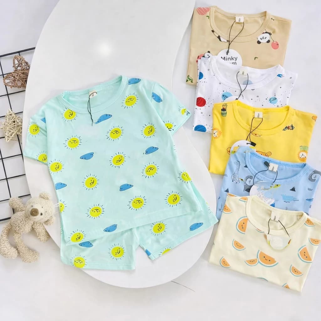 [A16- Nhiều mẫu, siêu mềm] Bộ Thun Lạnh Quần Đùi Áo Cộc Họa Tiết Chất Vải Thun Lạnh Cho Bé Trai Bé Gái