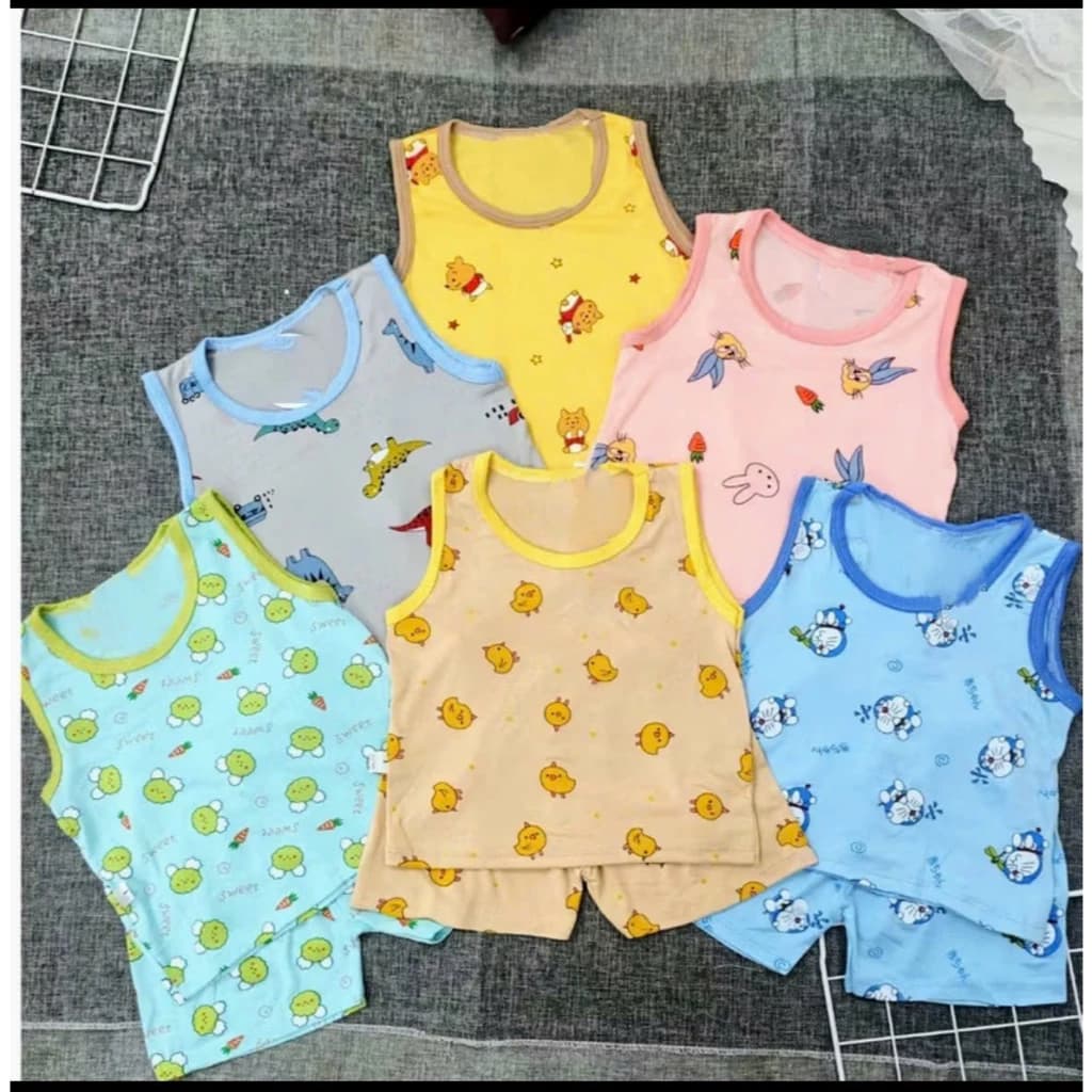 [A124 Mềm Mát] Bộ Ba Lỗ Thun Lạnh Họa Tiết In Kín Cho Bé Trai Bé Gái Loại Đẹp Chất Vải Thun Lạnh Mềm Mát