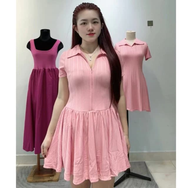 [D50]Váy tay ngắn dáng xoè vải đũa  đôi lạnh xịn thời trang( có lót quần)