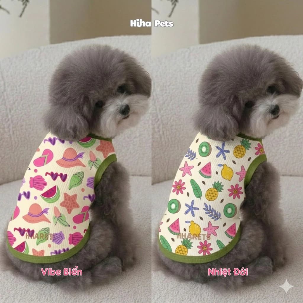 Áo Thun Cho Chó Mèo, Áo Thun Ba Lỗ Cho Thú Cưng, Quần Áo Thun Hè Cho Chó Mèo Hiha Pets