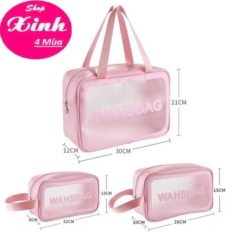 (Set 3) Túi đựng mỹ phẩm mini cầm tay bằng nhựa PVC dẻo trong suốt. (445SX4M)