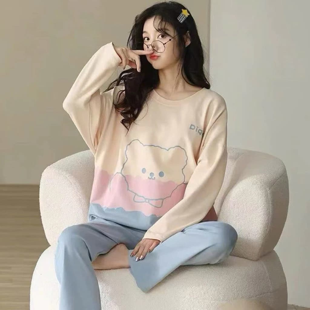 Bộ ngủ tay dài mặc nhà Bigsize, đồ ngủ nữ size to thoải mái, thun co giãn 4 chiều mịn mát thấm hút mồ hôi, mã BD05