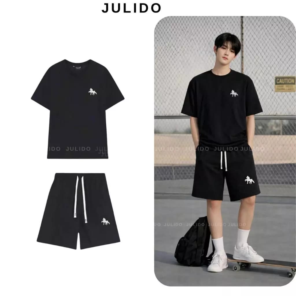 Bộ quần áo thể thao nam nữ JULIDO logo thêu, chất liệu vải Waffle thoáng mát, thấm hút mồ hôi.