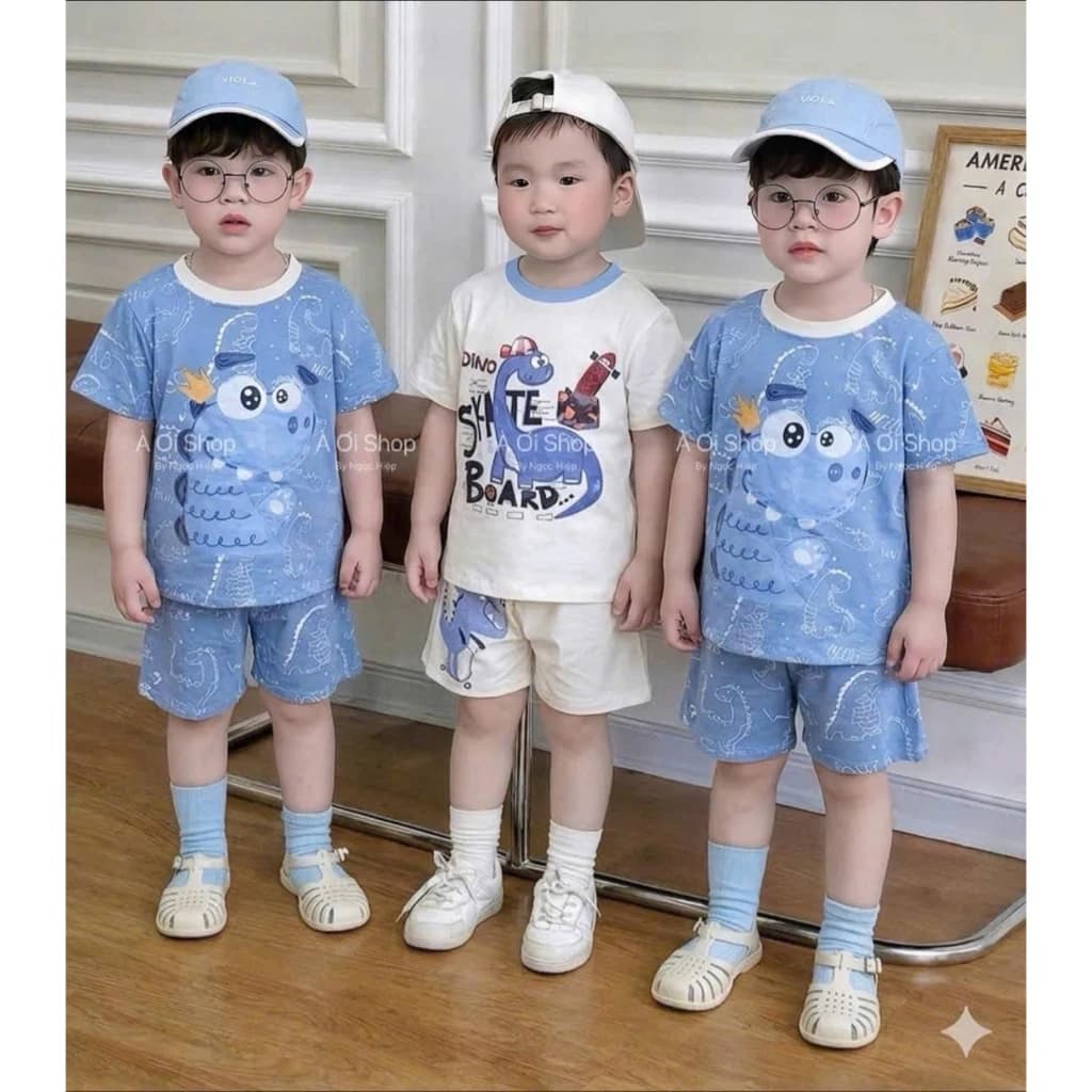 Bộ Quần Áo Cotton Co Giãn Thoải Mái In Hình Dễ Thương Size 8-20kg QC 13