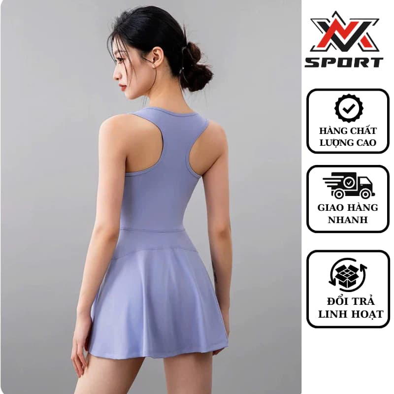 [K226] Váy Liền Thể Thao Nữ Sang Chảnh Váy Bodysuit Thể Thao Pickleball Tennis Cầu Lông