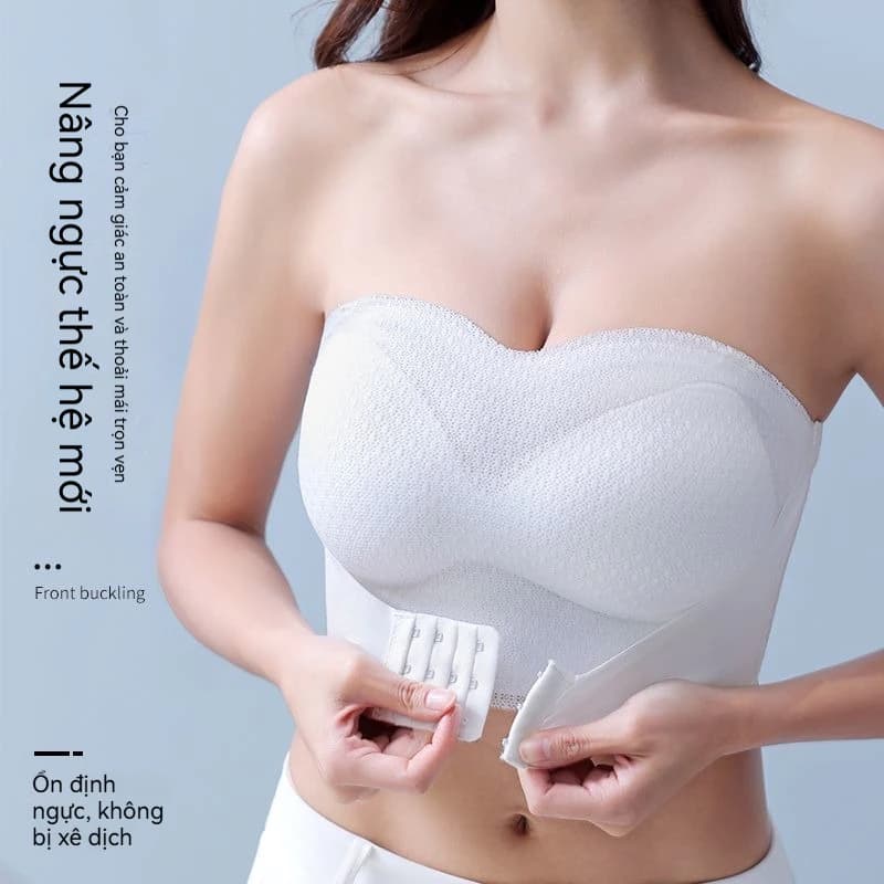 Áo Lót Không Dây Dây Kéo Trước - Nâng Ngực, Chống Trượt - Mặc Cùng Váy Hở Vai
