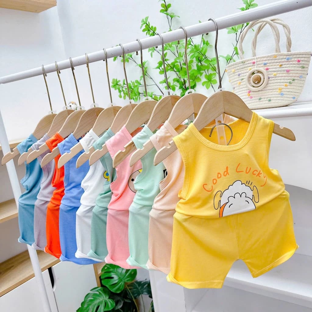 [A145 - Được Chọn Mẫu, Mềm, Mát] Bộ Ba Lỗ Thun Lạnh  In Hình Con Vật Đáng Yêu Cho Bé Trai Bé Gái