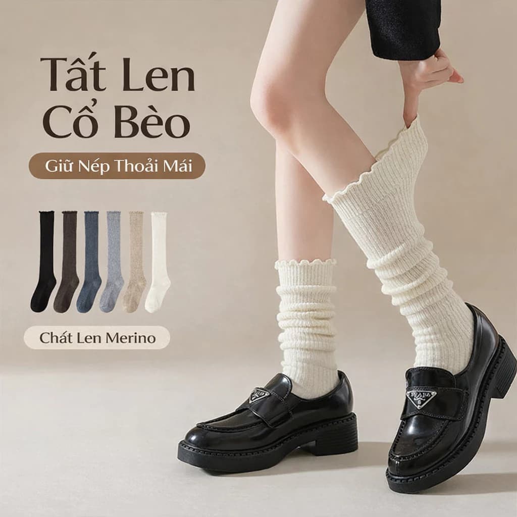 Tất gối nữ retro TG3 [CHẤT SỊN] AK Accesstory phong cách đơn giản nhẹ nhàng mùa đông ấm áp cao cổ mềm mịn cho bạn gái