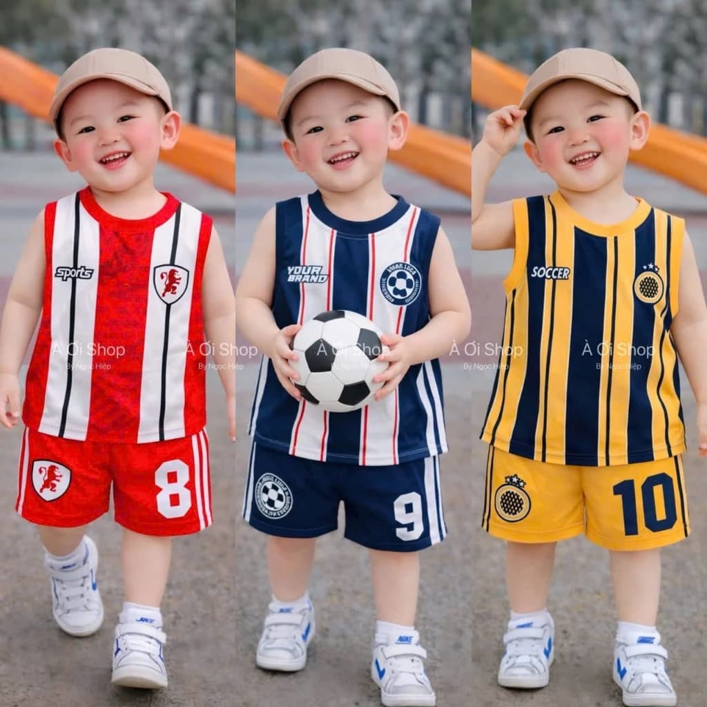 sét bộ thể thao số 8 9 10 vải thông hơi cho bé trai phù hợp mùa hè size 8-20kg QC 14