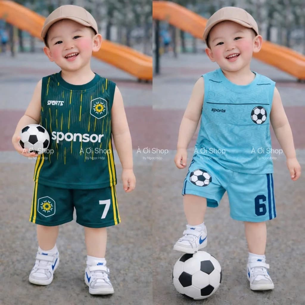 bộ thể thao số 6 7 cho bé trai chất liệu vải thông hơi thoáng mát size 8-20kg QC 15
