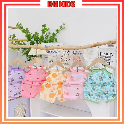 [ A01 ] Bộ quần áo hai dây hoạ tiết in hình dễ thương cho bé gái size từ 4 - 15kg - DH KIDS