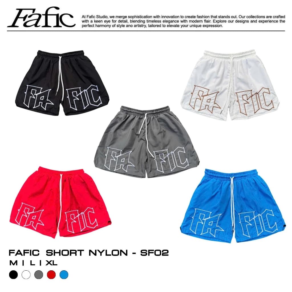 Quần Short Unisex Vải Dù THêu Logo FAFIC , Quần Đùi Dù Nam Nữ Form Suông Thoáng Mát, Phần Lưng Chun Co Giãn - MÃ SF02