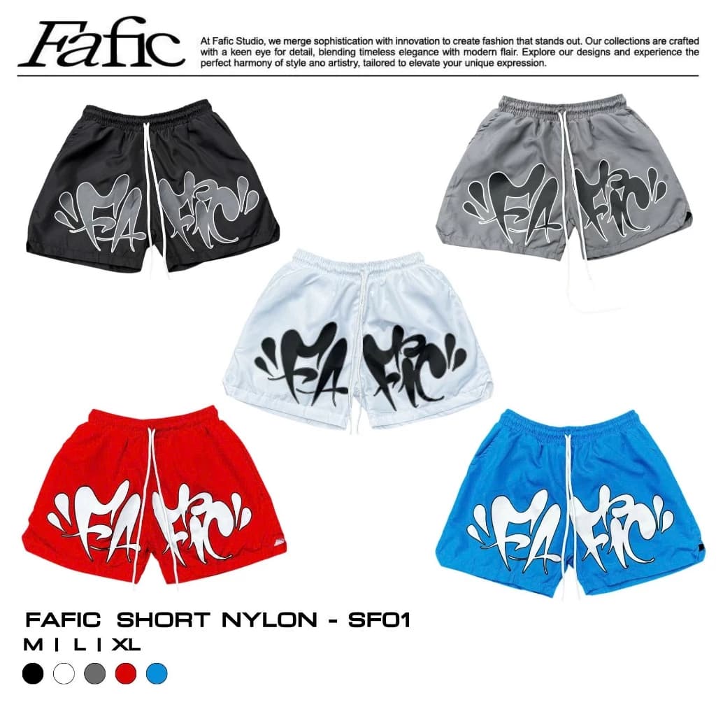 Quần Short Unisex Vải Dù IN Logo FAFIC , Quần Đùi Dù Nam Nữ Form Suông Thoáng Mát, Phần Lưng Chun Co Giãn - MÃ SF01