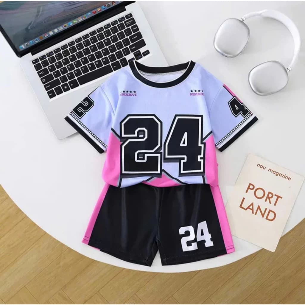 Đồ bộ thể thao bé gái bé trai in số 24 mới nhất chất cotton xu (ms50)