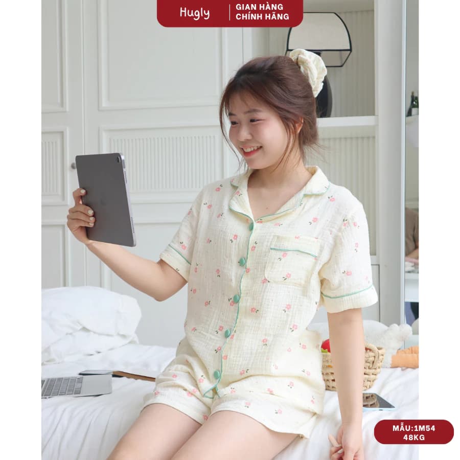 Đồ Ngủ Nữ Local Brand Xô Muslin Hoạ Tiết - BST Hoa Hồng - Form Rộng Mát, Lành Tính Với Da, Mặc Ở Nhà Cực Xinh