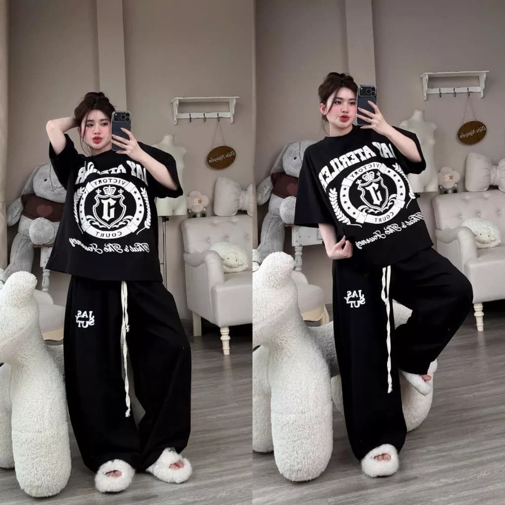 Set Bộ Áo Quần DAY ATERILER Vải Umi Mịn Form Rộng Thoải Mái Logo In Dày Đẹp Freesize Unisex Nam Nữ-Ảnh Thật